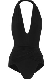 Halterneck wrap swimsuit