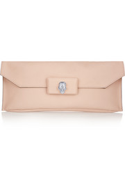 Embellished leather clutch