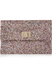 Valorie glitter-finished PVC clutch