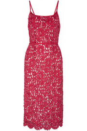 Sequin-embellished cotton-blend guipure lace dress