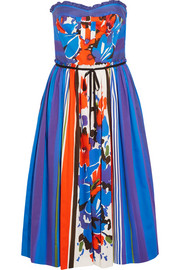 Strapless printed cotton dress